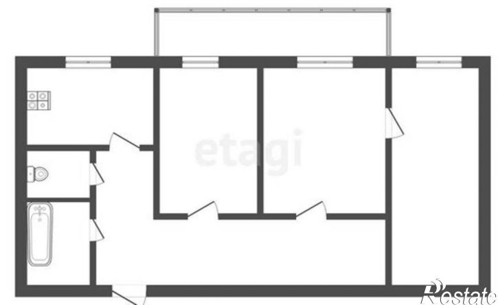 3-комн квартира Чебаркуль, улица Каширина, 30