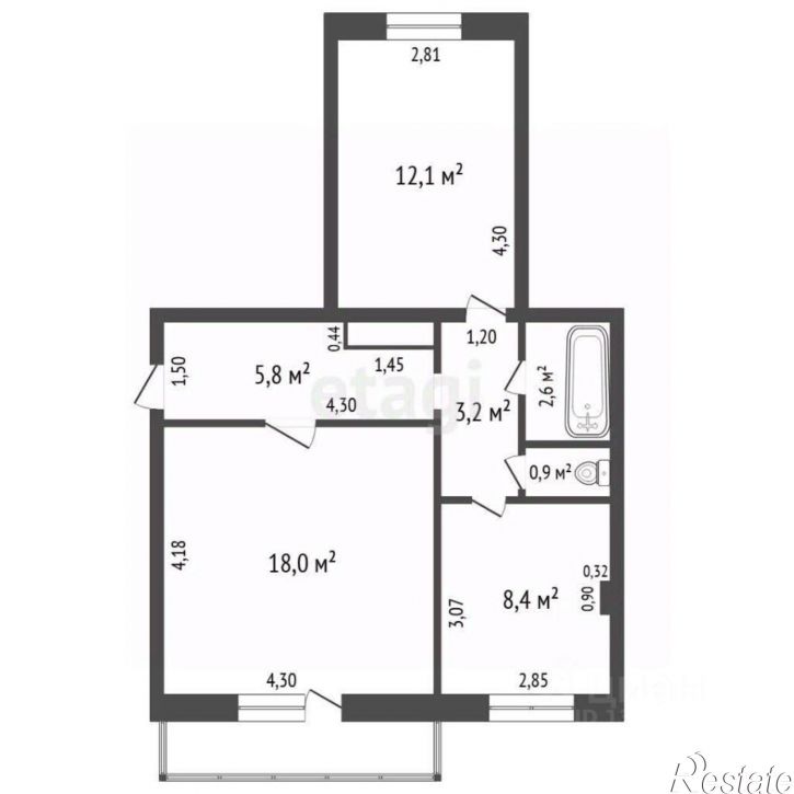 2-комн квартира