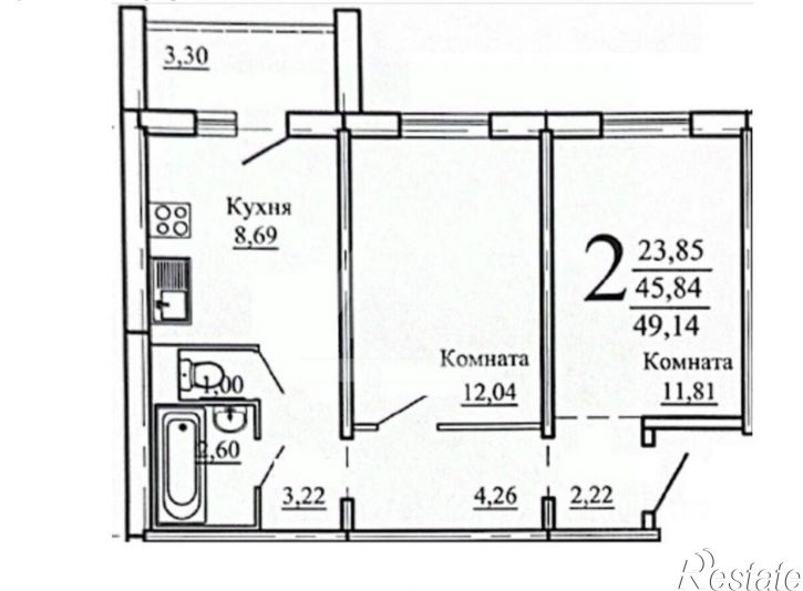 2-комн квартира ул 9 Января, 38,  д. 38