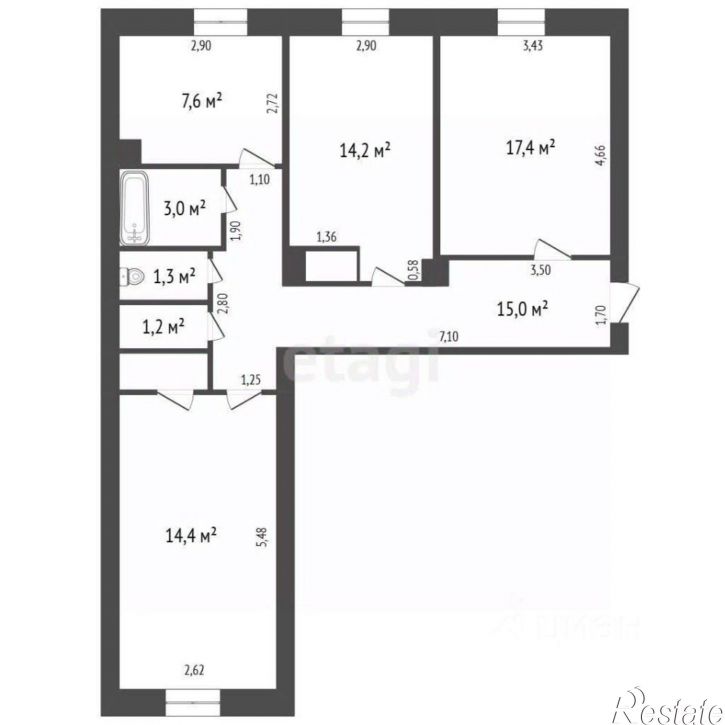 3-комн квартира