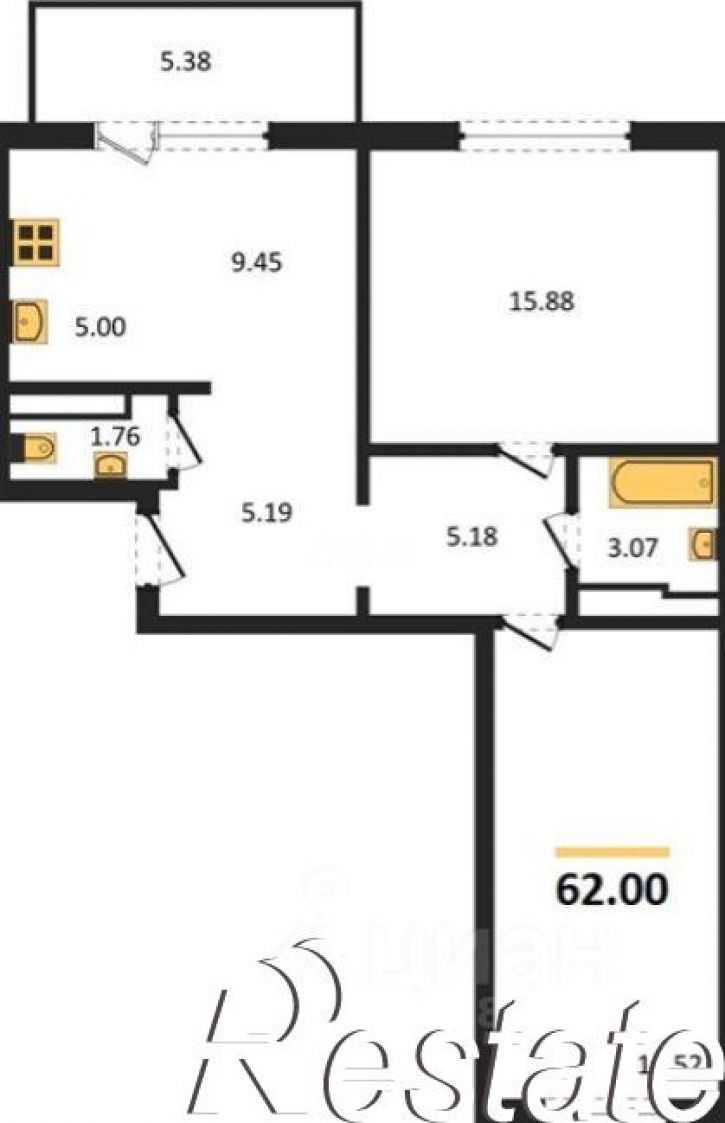 2-комн квартира улица имени Капитана Ефимова, 7А,  д. 7А