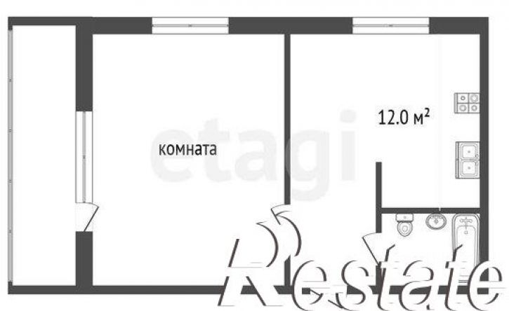 1-комн квартира улица Толбухина, 3А,  д. 3А